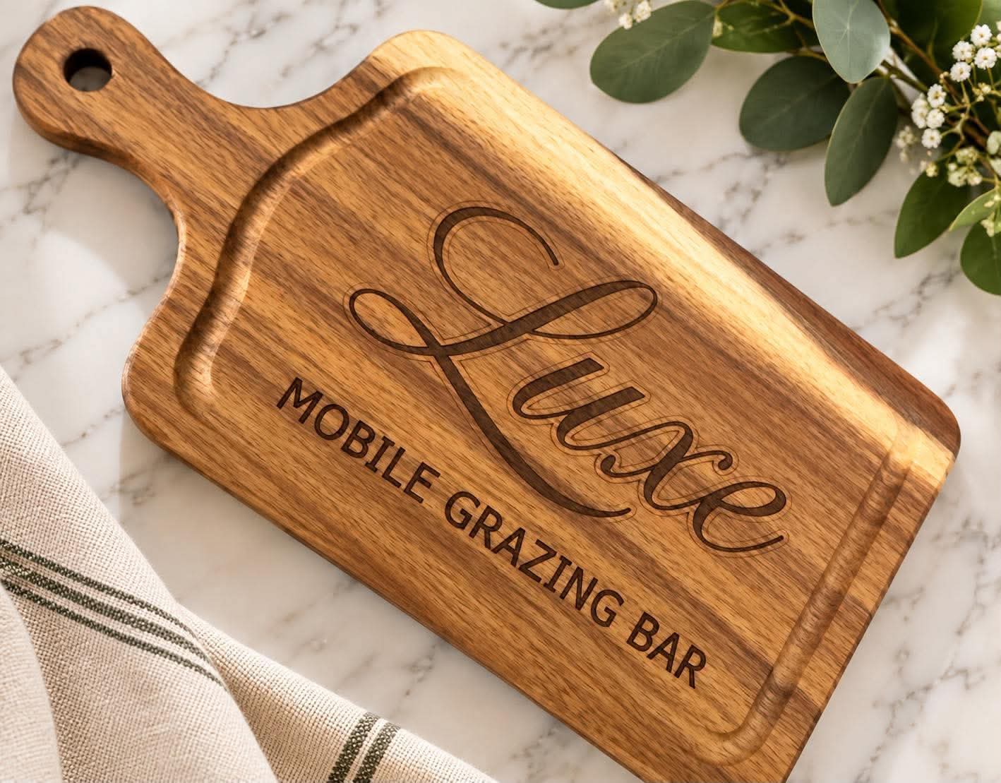 Engraved Luxe Mobile Grazing Bar serving board
